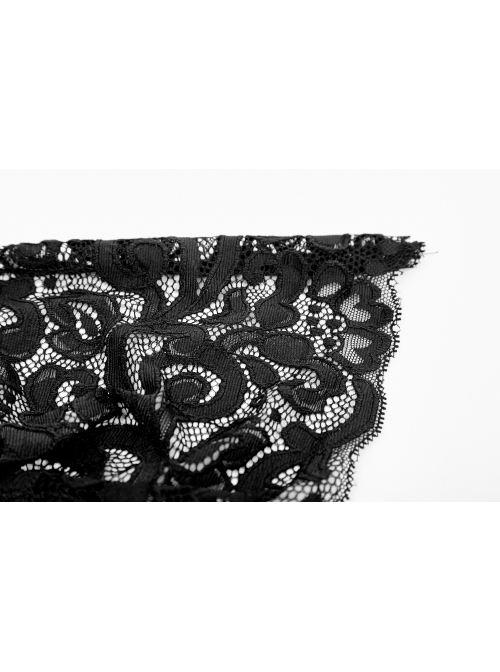 Black Gem Pendant Frill Lace Gothic Neckties