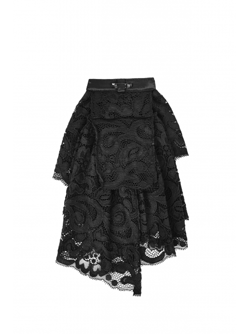 Black Gem Pendant Frill Lace Gothic Neckties