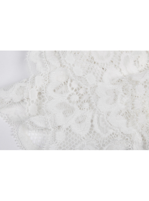 White Gem Pendant Frill Lace Gothic Neckties