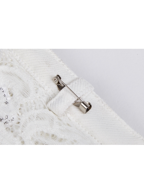 White Gem Pendant Frill Lace Gothic Neckties