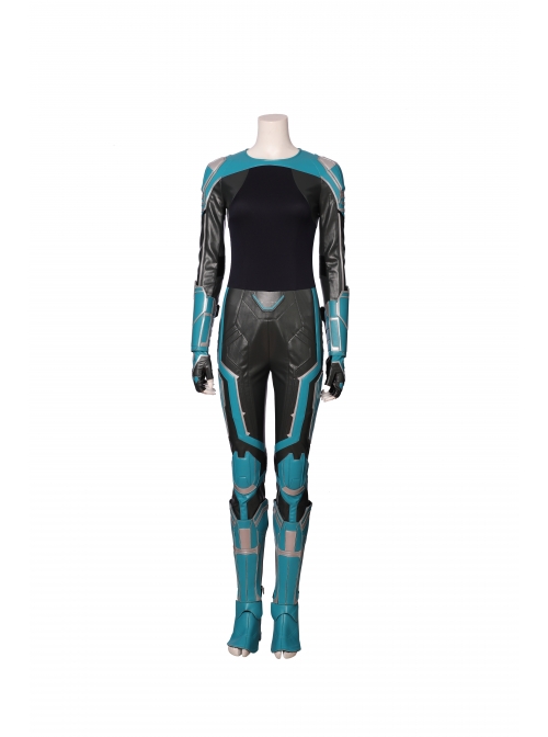 Captain Marvel Carol Danvers Green Battle Suit Halloween Cosplay Costume Full Set