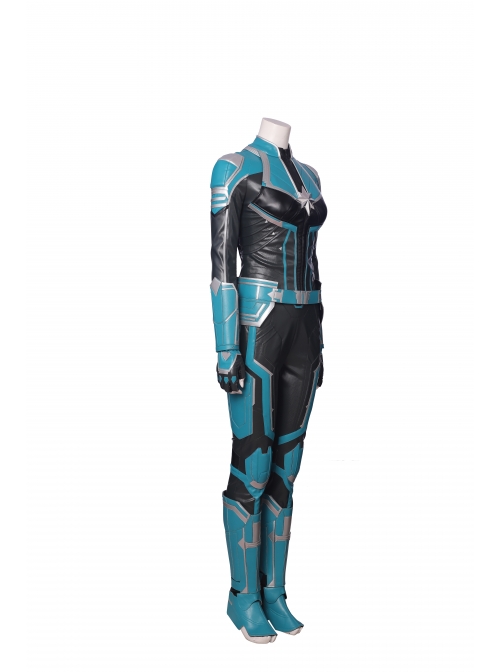 Captain Marvel Carol Danvers Green Battle Suit Halloween Cosplay Costume Full Set