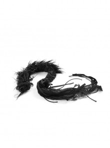 Wool Lace Strips Black Punk Mohican Headwear