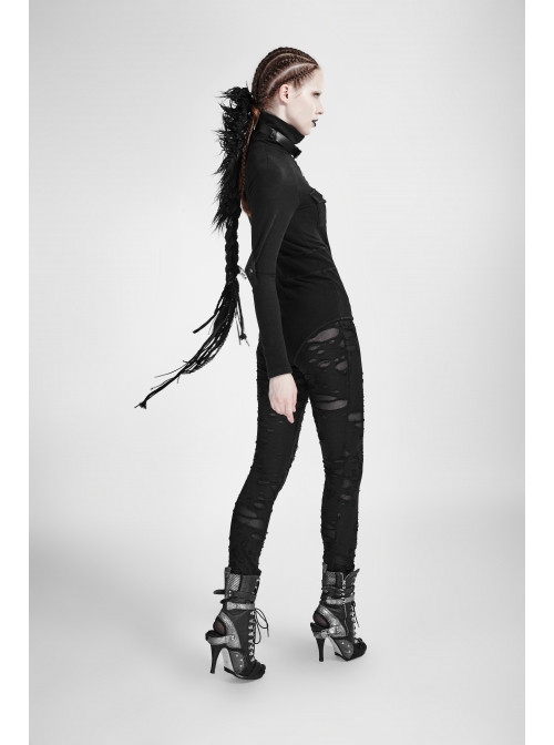 Wool Lace Strips Black Punk Mohican Headwear
