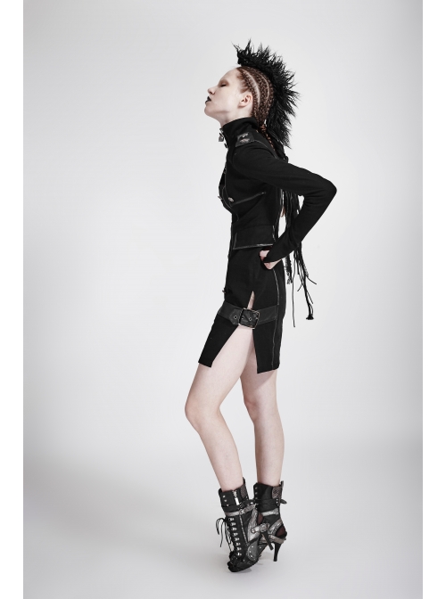 Wool Lace Strips Black Punk Mohican Headwear