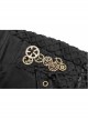 Twill Splice Mesh Metal Buckle Hasp Gear Spike Rough Selvedge Black Punk Short Trousers