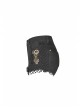 Twill Splice Mesh Metal Buckle Hasp Gear Spike Rough Selvedge Black Punk Short Trousers