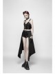 Twill Splice Mesh Metal Buckle Hasp Gear Spike Rough Selvedge Black Punk Short Trousers