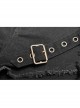 Twill Splice Mesh Metal Buckle Hasp Gear Spike Rough Selvedge Black Punk Short Trousers