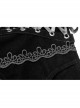 Weft Velveteen Woven Lace-Up Rear Long Lace Frill Hem Black Gothic Short Pants