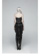 Weft Velveteen Woven Lace-Up Rear Long Lace Frill Hem Black Gothic Short Pants