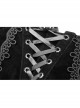 Weft Velveteen Woven Lace-Up Rear Long Lace Frill Hem Black Gothic Short Pants