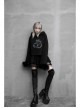Cat Pattern Print 3D Cat Ears Cross Pendant Imitation Fox Hair Cuff Black Punk Velvet Short Hoodie