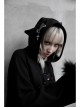 Cat Pattern Print 3D Cat Ears Cross Pendant Imitation Fox Hair Cuff Black Punk Velvet Short Hoodie