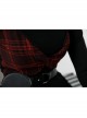 Fake Two Pieces Red Plaid Sling Shoulder Hollow-Out Black Punk Tight T-Shirt