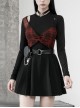 Fake Two Pieces Red Plaid Sling Shoulder Hollow-Out Black Punk Tight T-Shirt