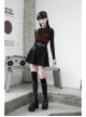 Fake Two Pieces Red Plaid Sling Shoulder Hollow-Out Black Punk Tight T-Shirt