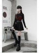 Fake Two Pieces Red Plaid Sling Shoulder Hollow-Out Black Punk Tight T-Shirt