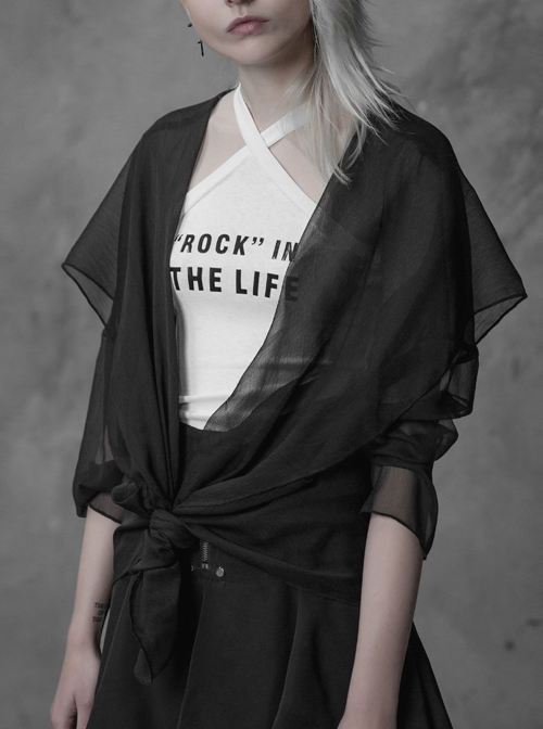 Big Wizard Hat Long Sleeve Black Gothic Chiffon Coat