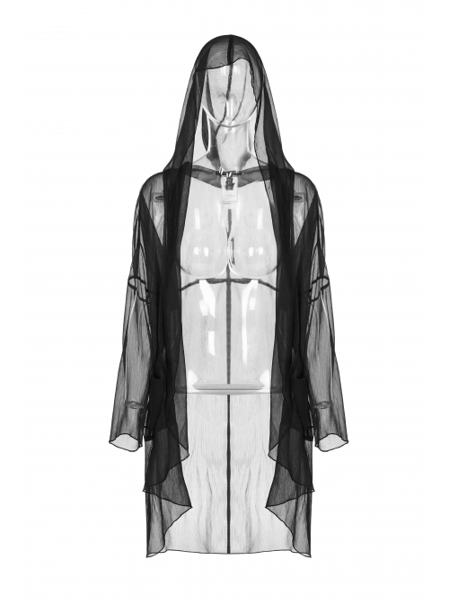 Big Wizard Hat Long Sleeve Black Gothic Chiffon Coat