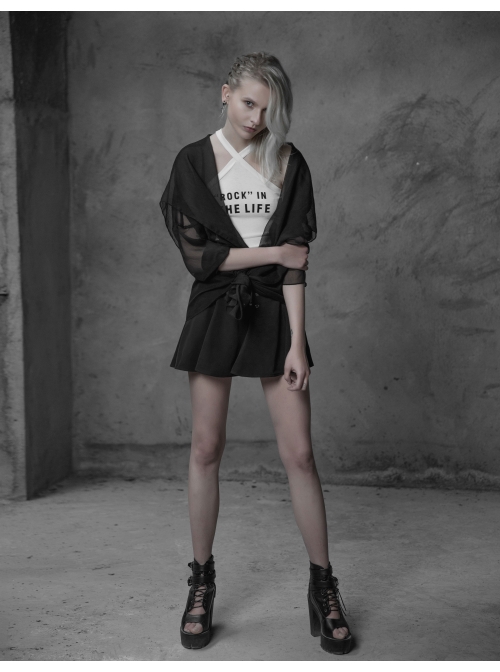 Big Wizard Hat Long Sleeve Black Gothic Chiffon Coat