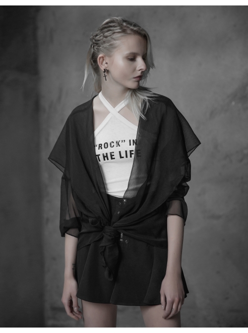 Big Wizard Hat Long Sleeve Black Gothic Chiffon Coat