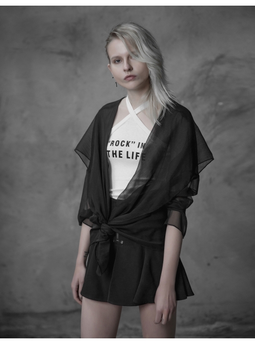 Big Wizard Hat Long Sleeve Black Gothic Chiffon Coat