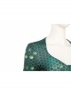 Aquaman Mera Green Scale Print Battle Suit Halloween Cosplay Costume Full Set