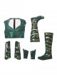 Aquaman Mera Green Scale Print Battle Suit Halloween Cosplay Costume Full Set