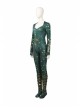Aquaman Mera Green Scale Print Battle Suit Halloween Cosplay Costume Full Set