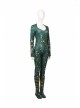 Aquaman Mera Green Scale Print Battle Suit Halloween Cosplay Costume Full Set