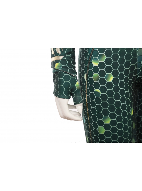 Aquaman Mera Green Scale Print Battle Suit Halloween Cosplay Costume Full Set
