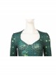 Aquaman Mera Green Scale Print Battle Suit Halloween Cosplay Costume Full Set