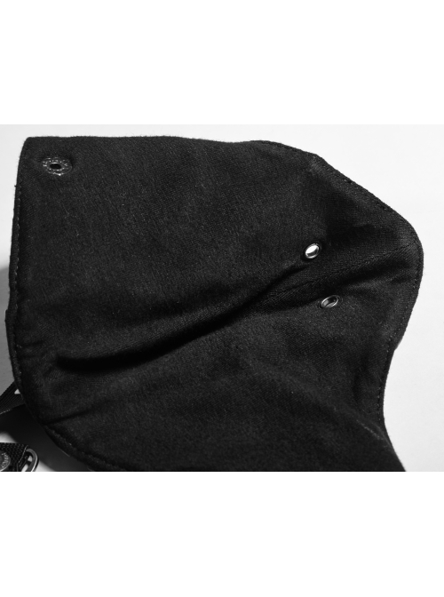 Metal Buckle Hasp Rivet Lace-Up Black Punk PU Leather Masks