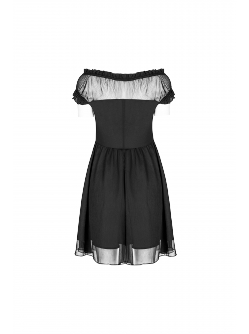 Gothic Female Lolita Black Lace Binding Strapless Dress