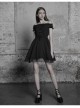 Gothic Female Lolita Black Lace Binding Strapless Dress