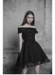 Gothic Female Lolita Black Lace Binding Strapless Dress