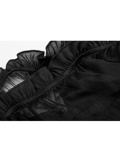 Gothic Female Lolita Black Lace Binding Strapless Dress