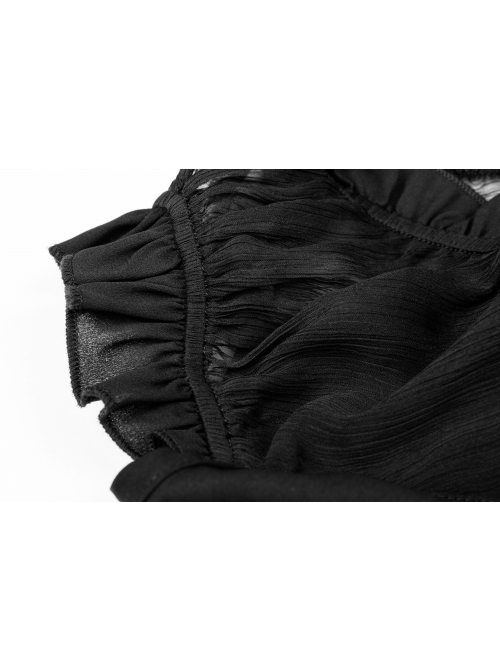 Gothic Female Lolita Black Lace Binding Strapless Dress