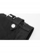Black Metal Square Loop Hasp Button Side Hollow-Out Splice Mesh Punk Denim Shorts