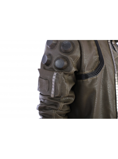 Cyberpunk 2077 Male Role Army Green Jacket Suit Halloween Cosplay Costume Full Set
