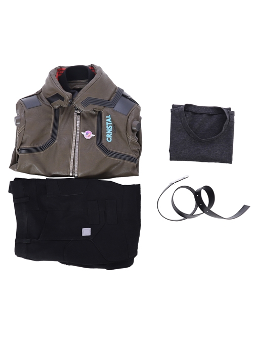 Cyberpunk 2077 Male Role Army Green Jacket Suit Halloween Cosplay Costume Full Set