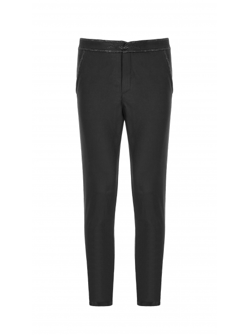 Black Waist Embroidery Patterns Back Waist Lace-Up Gothic Trousers