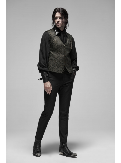 Black Waist Embroidery Patterns Back Waist Lace-Up Gothic Trousers