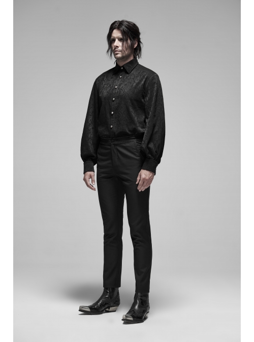 Black Waist Embroidery Patterns Back Waist Lace-Up Gothic Trousers