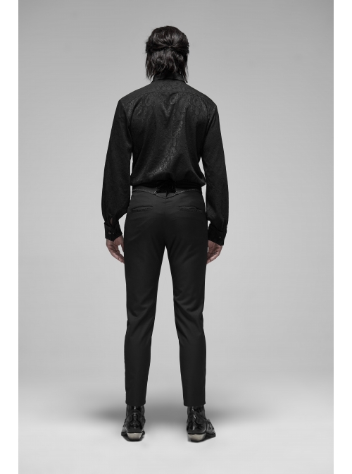 Black Waist Embroidery Patterns Back Waist Lace-Up Gothic Trousers