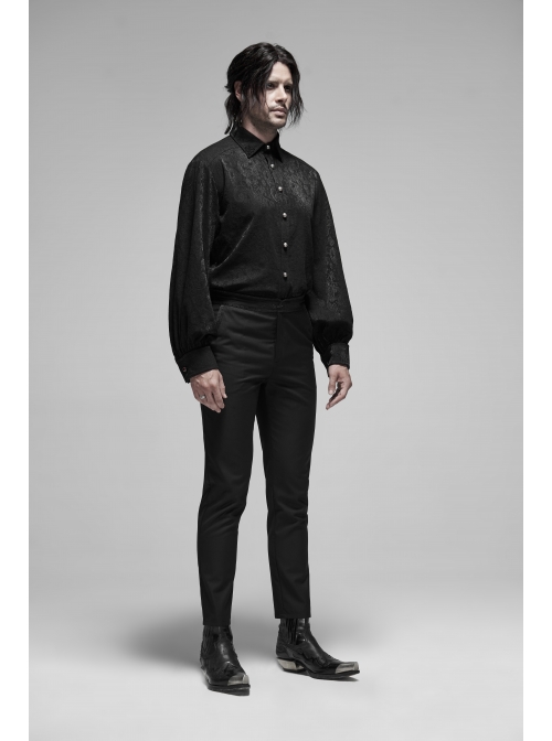 Black Waist Embroidery Patterns Back Waist Lace-Up Gothic Trousers