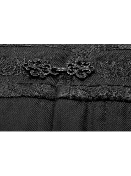 Black Waist Embroidery Patterns Back Waist Lace-Up Gothic Trousers