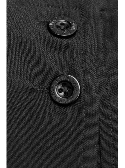 A-Shaped Pleated Belt Side Metal Adjusting Buttons Leather Loops Black Punk Japanese Warrior Pants