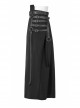 A-Shaped Pleated Belt Side Metal Adjusting Buttons Leather Loops Black Punk Japanese Warrior Pants